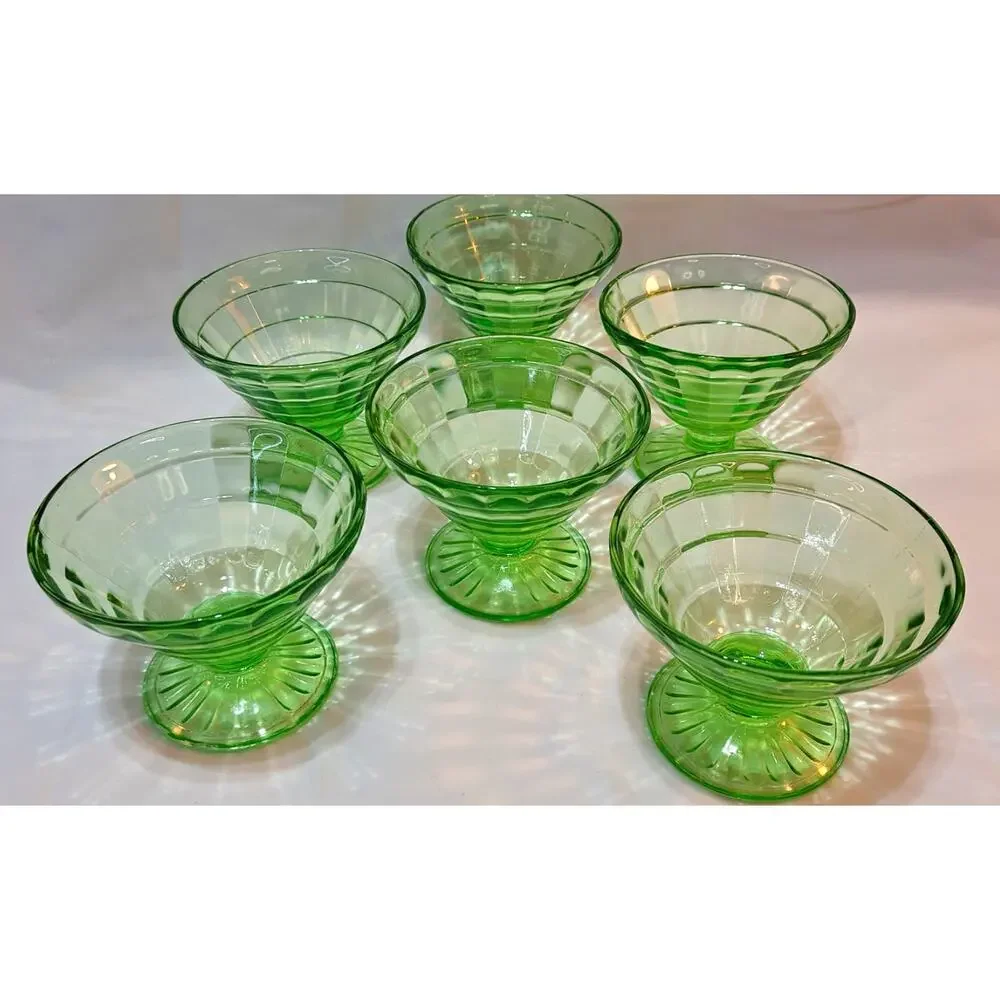 Vintage Hazel-Atlas Colonial Block Sherbet Glasses - Depression Glass